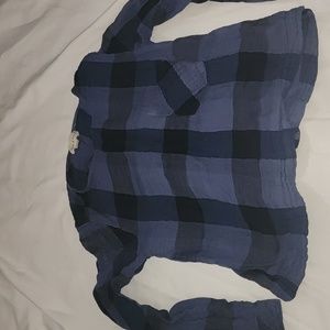 Cloth&Stone blue/black check lace up shirt szL